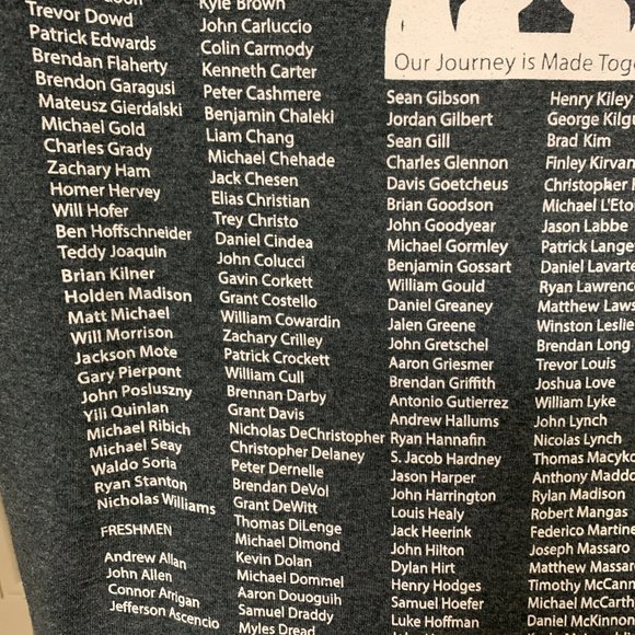 NEW Gonzaga Mens T Shirt Freshman Retreat 2015 AM DG with Names GRAY M Bulldog - Picture 6 of 12